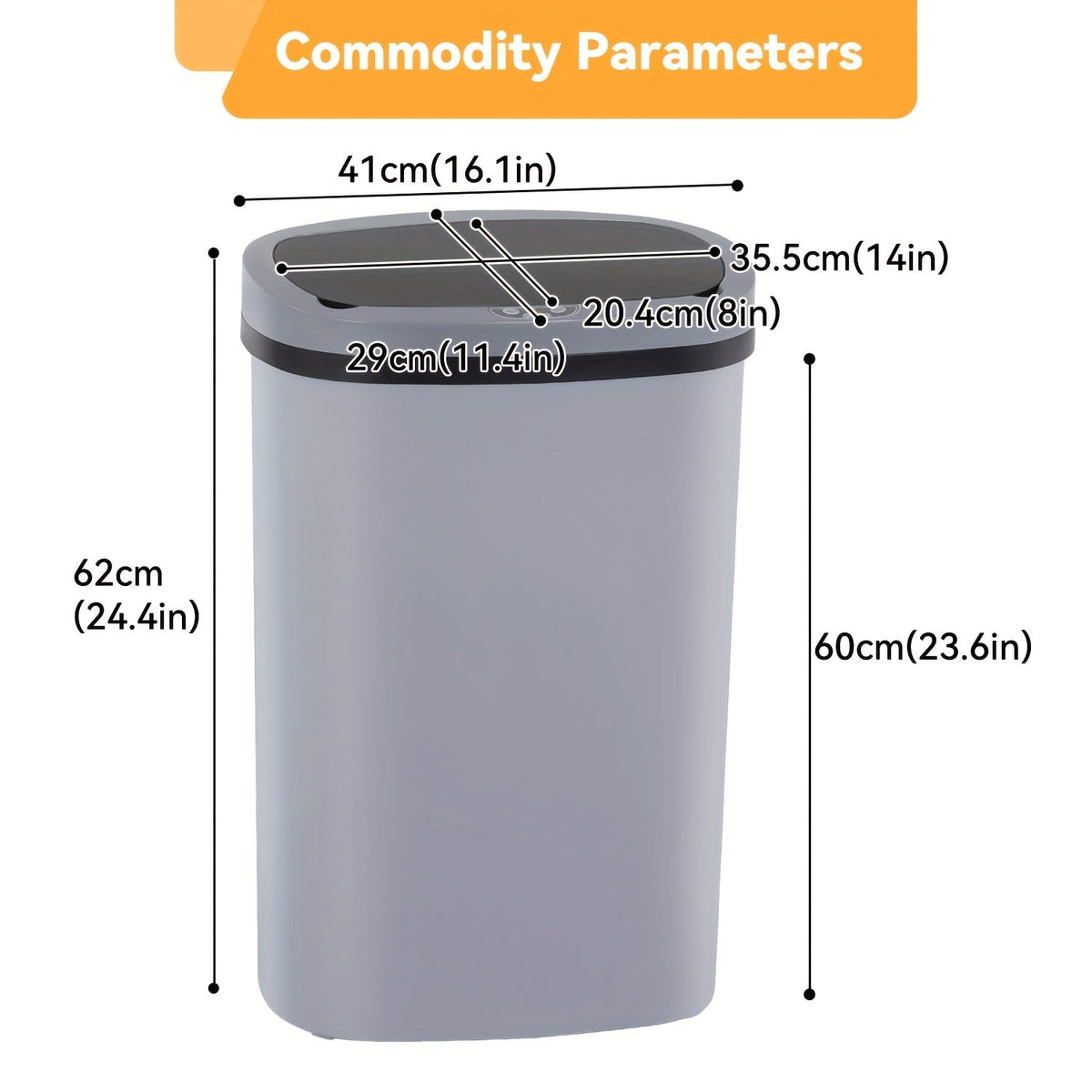 13 Gallon 50L Touchless Motion Sensor Trash Can for Kitchen and Home Office