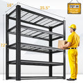 2500LBS Garage Storage Shelves Adjustable Metal Shelving 72" – Upgrade Double Layer Column Commercial Grade Utility Rack | 5-Tier Steel Shelf for Warehouse, Basement, Kitchen & Pantry | 35.5"W × 16"D × 72"H Black