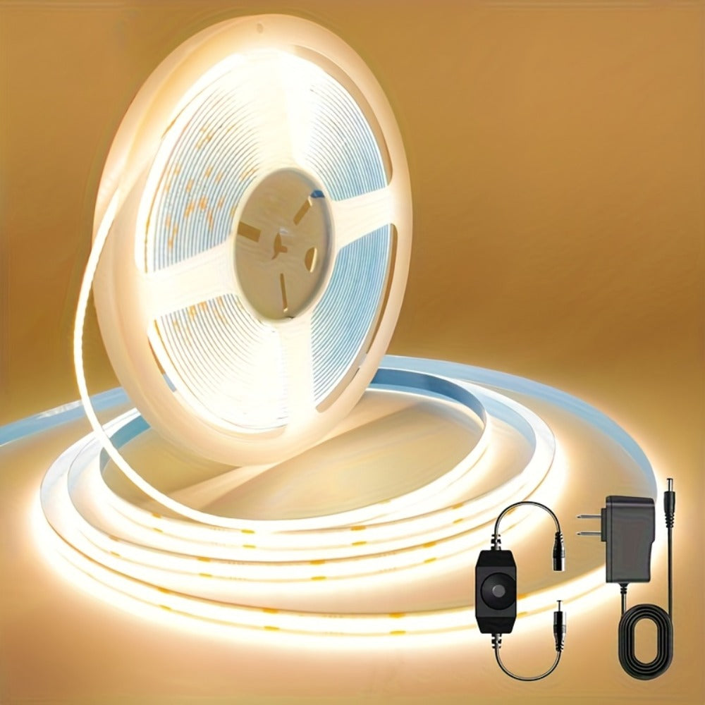 Cob Led Strip Light Dimmable 32.8ft 10m, 8mm Ultra-Thin 24V High Density Flexible COB LED Tape Light with Dimmer Switch, for TV Backlight