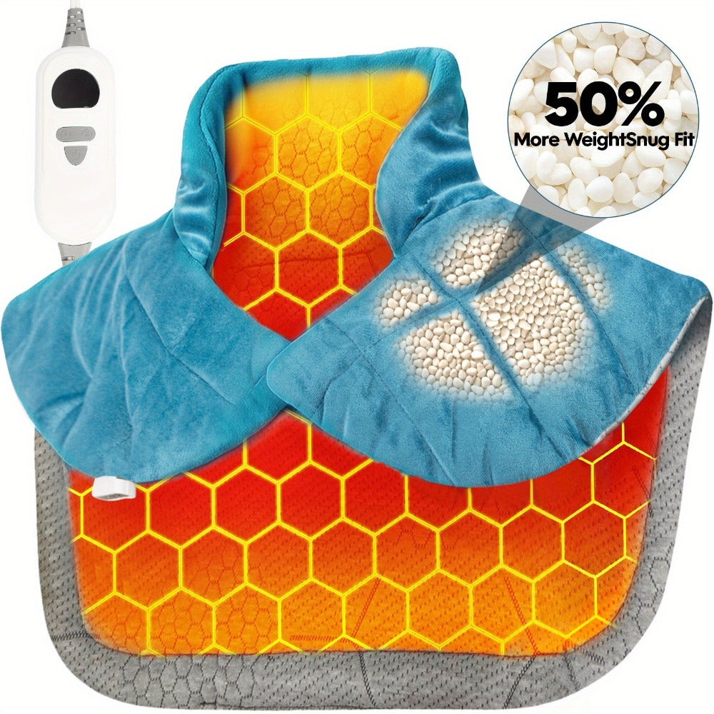 Heating Pad for Neck and Shoulders, Weighted Electric Wrap with Six Heat Settings and Automatic Shut-Off