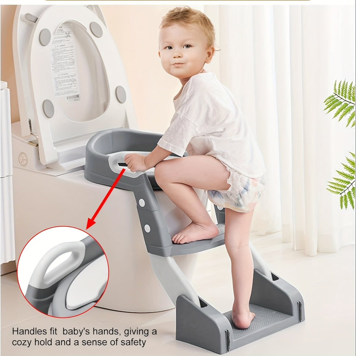 Potty Training Seat with Step Ladder 2-in-1 Toddler Toilet Seat & Stool - Foldable Kids Potty Chair with Splash Guard, Anti-Slip Pads & Handles for Boys Girls