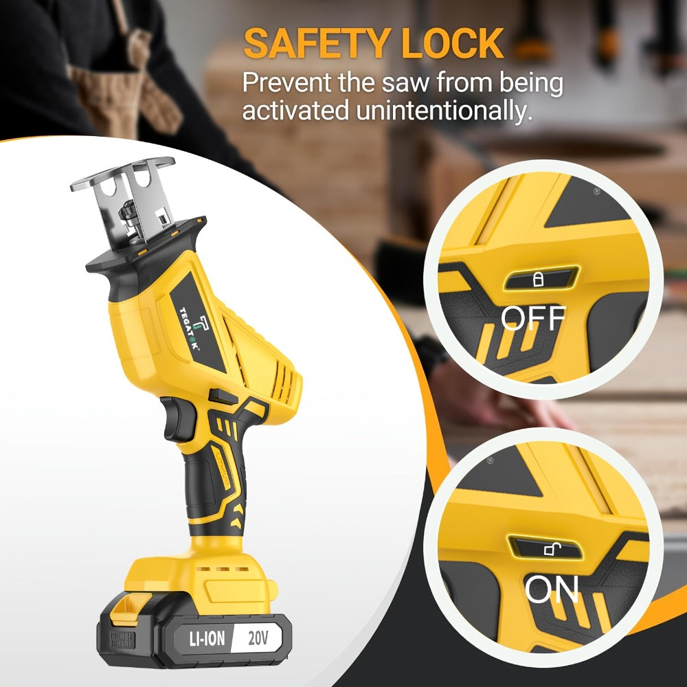 Electric Saw in an Electric Design with LED Light and Safety Lock
