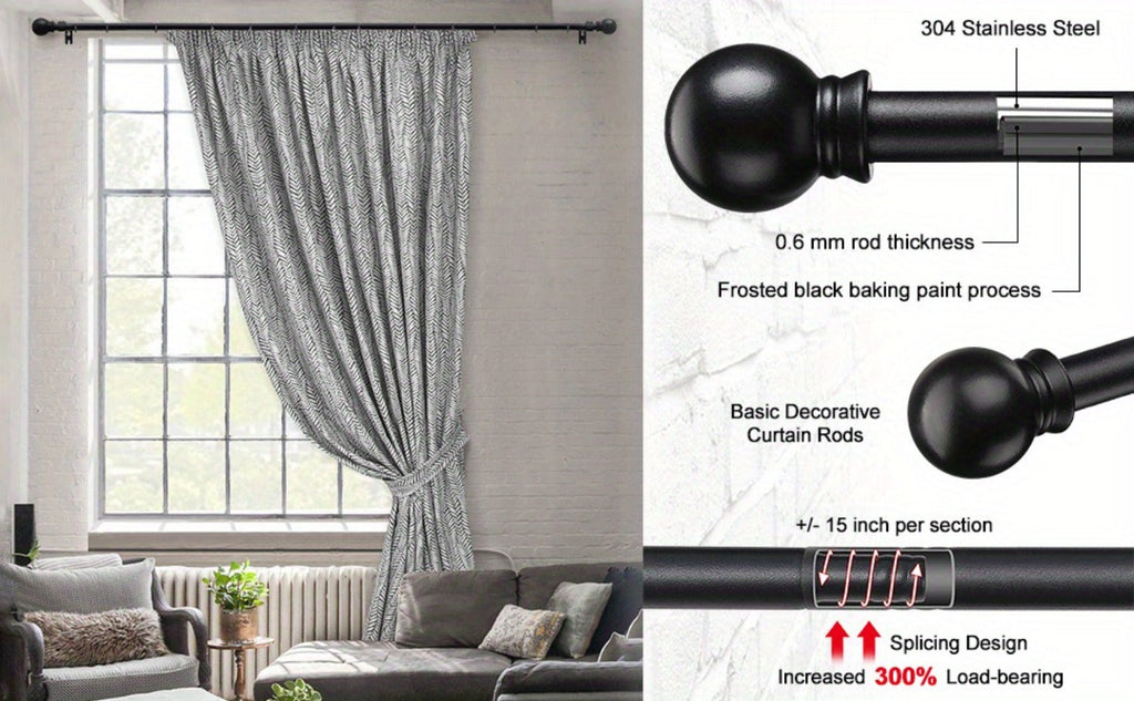 Adjustable Curtain Rod in an Adjustable Design for Living Room and Kitchen