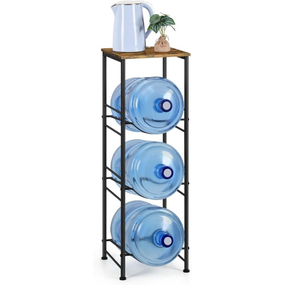 5 Gallon Water Jug Holder in Particleboard and Steel Frame for Kitchen and Office (3-Tier Rack Organizer)