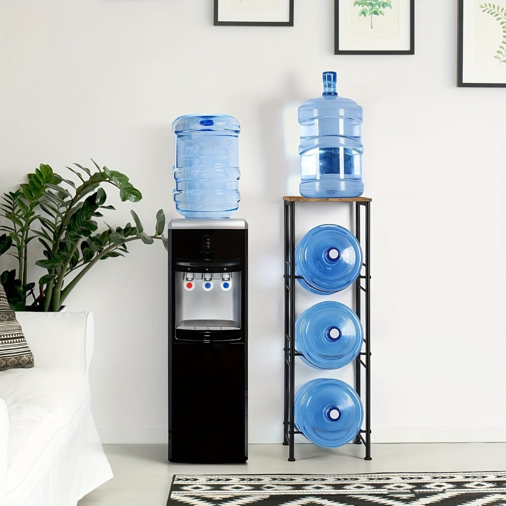 5 Gallon Water Jug Holder in Particleboard and Steel Frame for Kitchen and Office (3-Tier Rack Organizer)