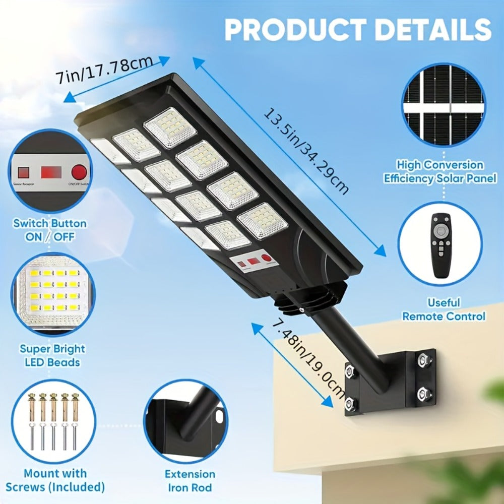 Solar Street Light, Dusk to Dawn for Commercial Area, Parking Lot & Night Security Lighting (2 or 4 Pack)