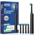 Electric Toothbrush with Smart Timer – Sonic Whitening, 3D Round Soft Bristle Head, IPX67 Waterproof, USB Rechargeable, 4 or 8 Brush Heads, Black White Pink for Adults, Couples & Families