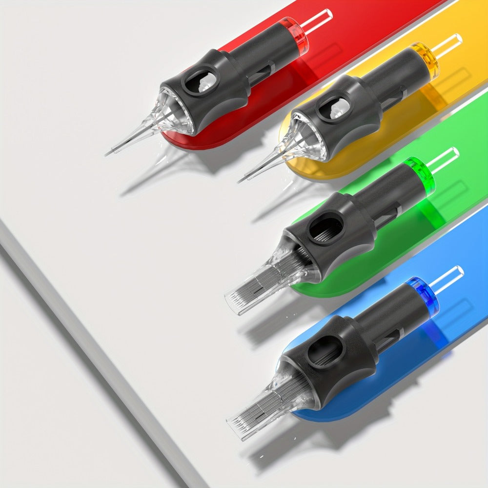 Tattoo Cartridge Needles 50pcs Mixed Size – POSEIDON V5 Disposable Round Liner, Shader & Curved Needles (5RL 7RL 9RL 5RS 7RS 9RS 7RM 7M1 15M1 15RM) with Safety Membrane