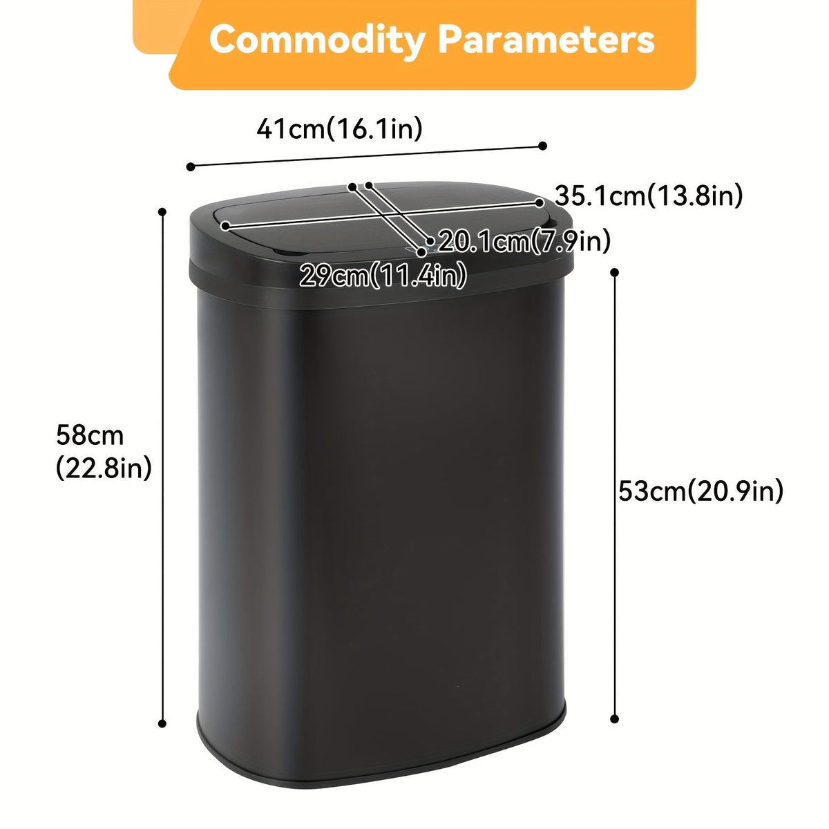 13 Gallon 50L Touchless Motion Sensor Trash Can for Kitchen and Home Office