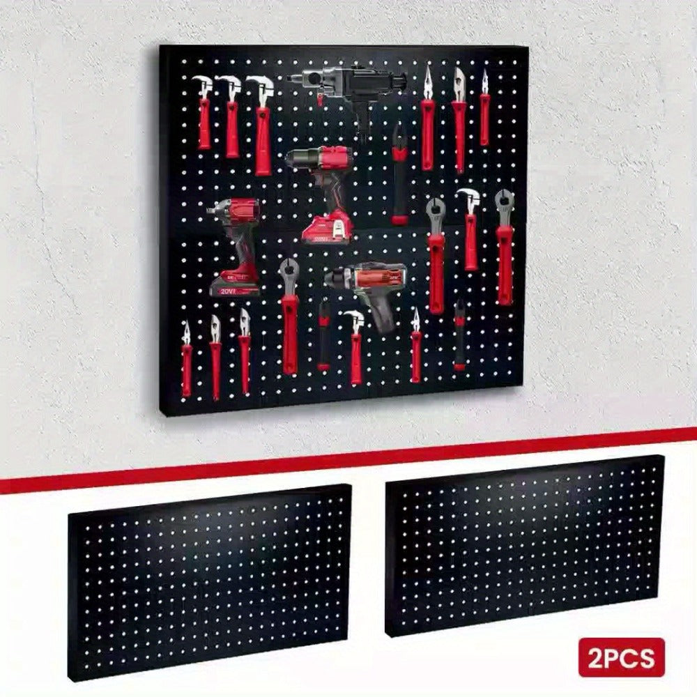 Pegboard Wall Panels in Heavy-Duty Steel, Two or Four-Pack Wall-Mounted Tool Organization for Garage Workshops
