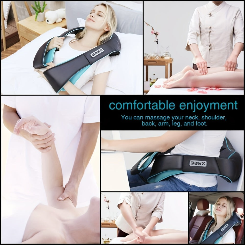 Neck Massager, Heated Shiatsu Kneading Pillow for Shoulders and Back, Portable Electric Design for Home Comfort