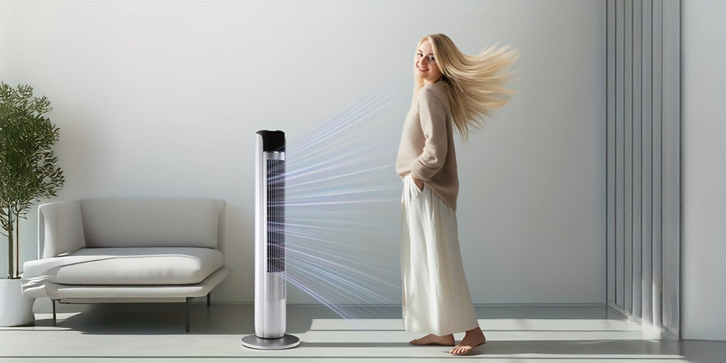 Bladeless Tower Fan with Remote Control and 12-Hour Timer for Home