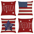 Patriotic Pillowcase Set 4pcs – Stars & Stripes Polyester Pillow Covers, Zipper Closure, Machine Washable, Red White Blue July 4th Independence Day Home Decor