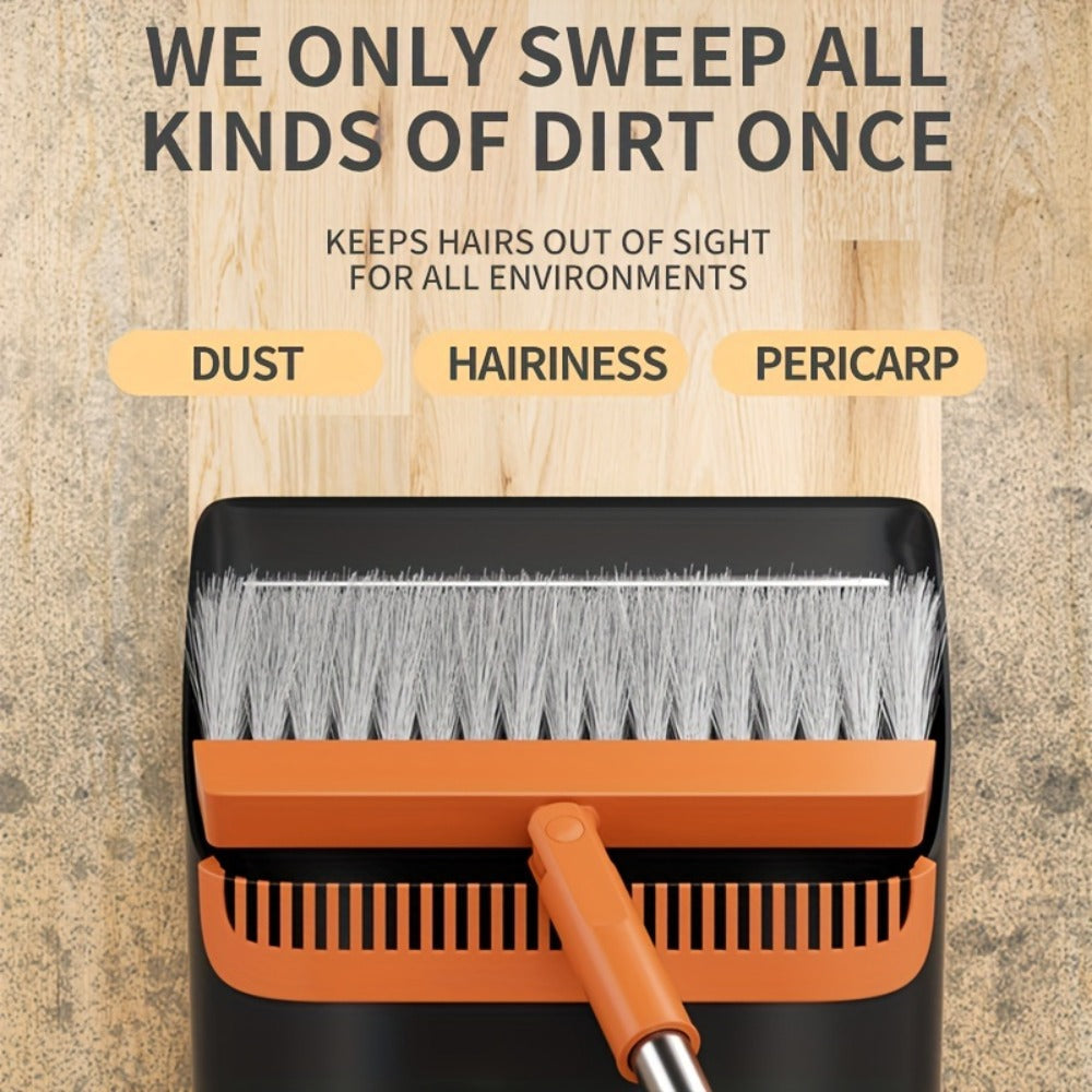 Broom And Dustpan Set with 50 Inch Extended Handle for Dust Hair Debris