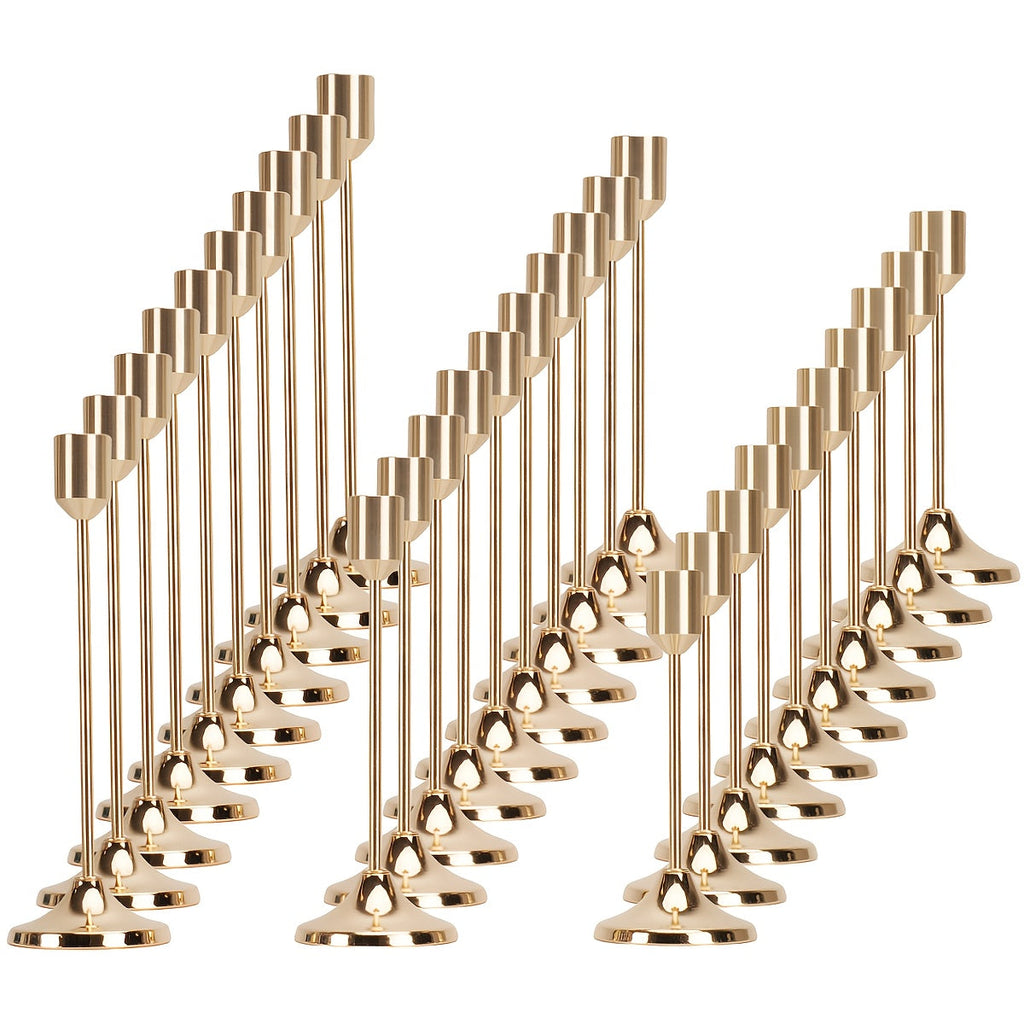 Metal Cone Candle Holders 30-Pack – Elegant Taper Candle Holder Set for Christmas, Halloween, Weddings & Parties – Polished Finish Tabletop Decor for Home, Hotel & Events