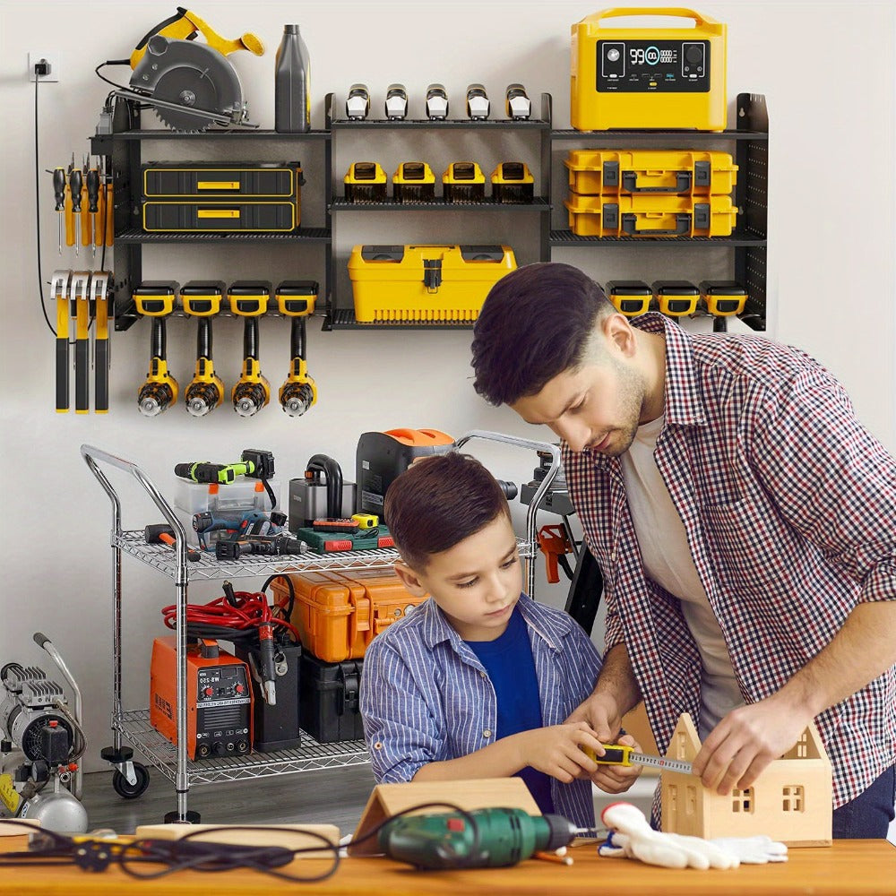Power Tool Organizer with Adjustable Garage Tool Shelf for Workshop and Tool Room