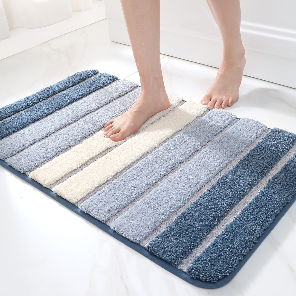 Bath Rug, Chenille Non-Slip Absorbent Bathroom Mat Extra Thick 1850g/㎡ Plush Washable Floor Mat for Bathroom Shower