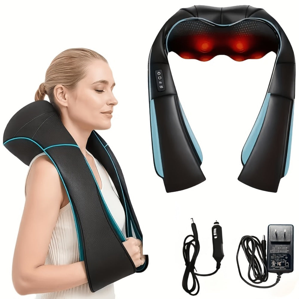 Neck Massager, Heated Shiatsu Kneading Pillow for Shoulders and Back, Portable Electric Design for Home Comfort