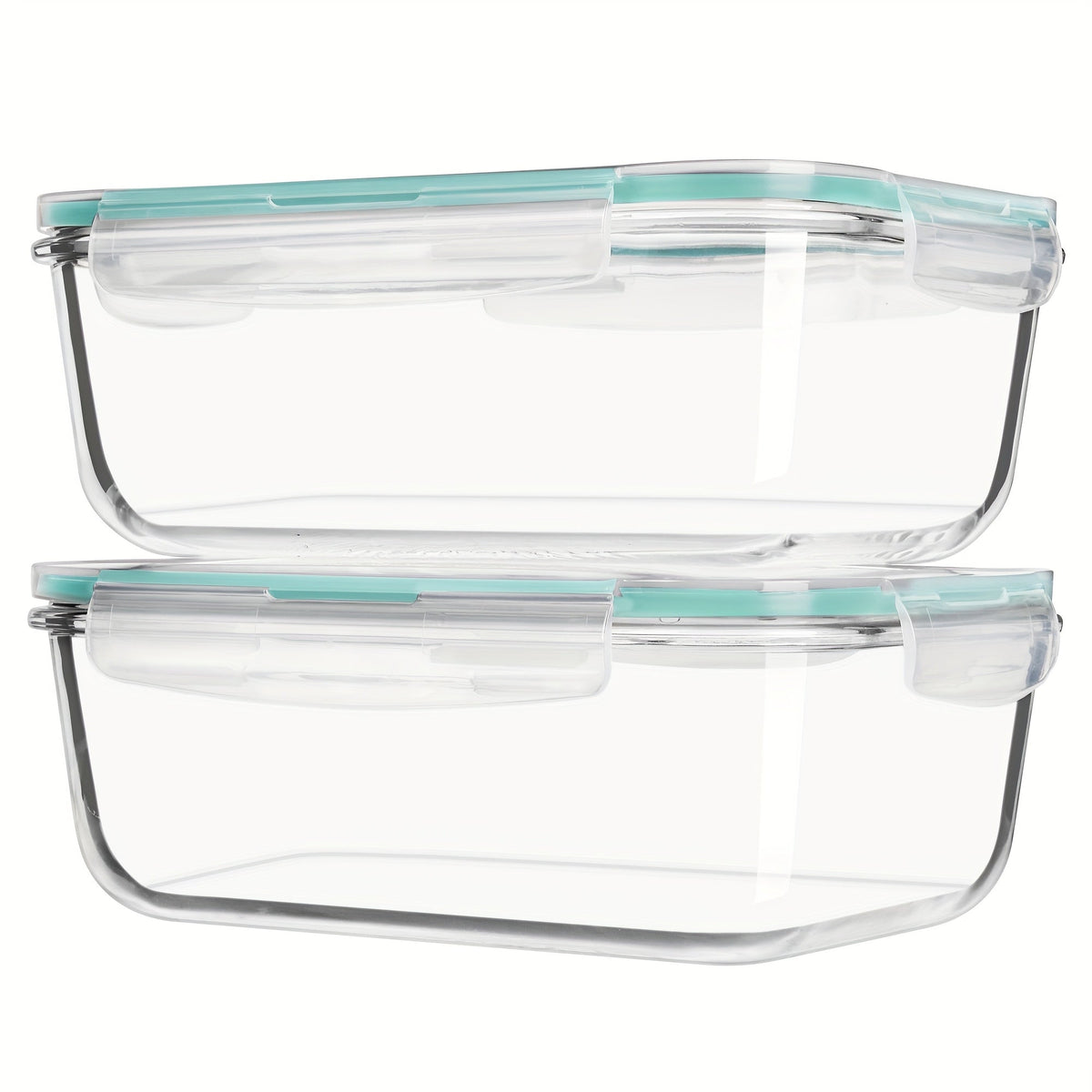 Glass Food Storage Containers with Lids 2 Pack – 63oz Large Airtight Snap Lock Meal Prep Containers, Leak Proof Glass Dish with Lid for Oven, Microwave & Refrigerator, Food Transport Tubs