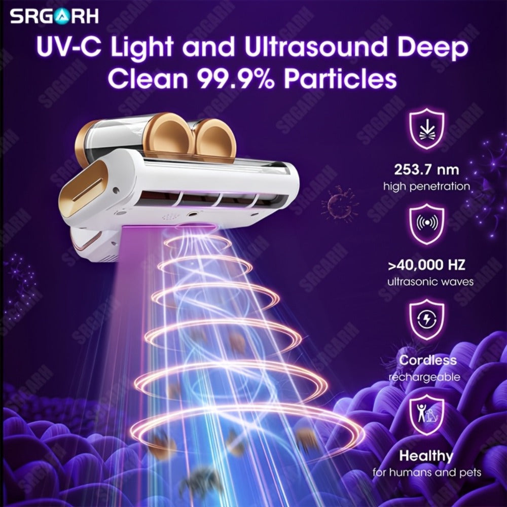 Mattress Vacuum with Cleaner 16Kpa UV Light and 80000 RPM Sonic Technology
