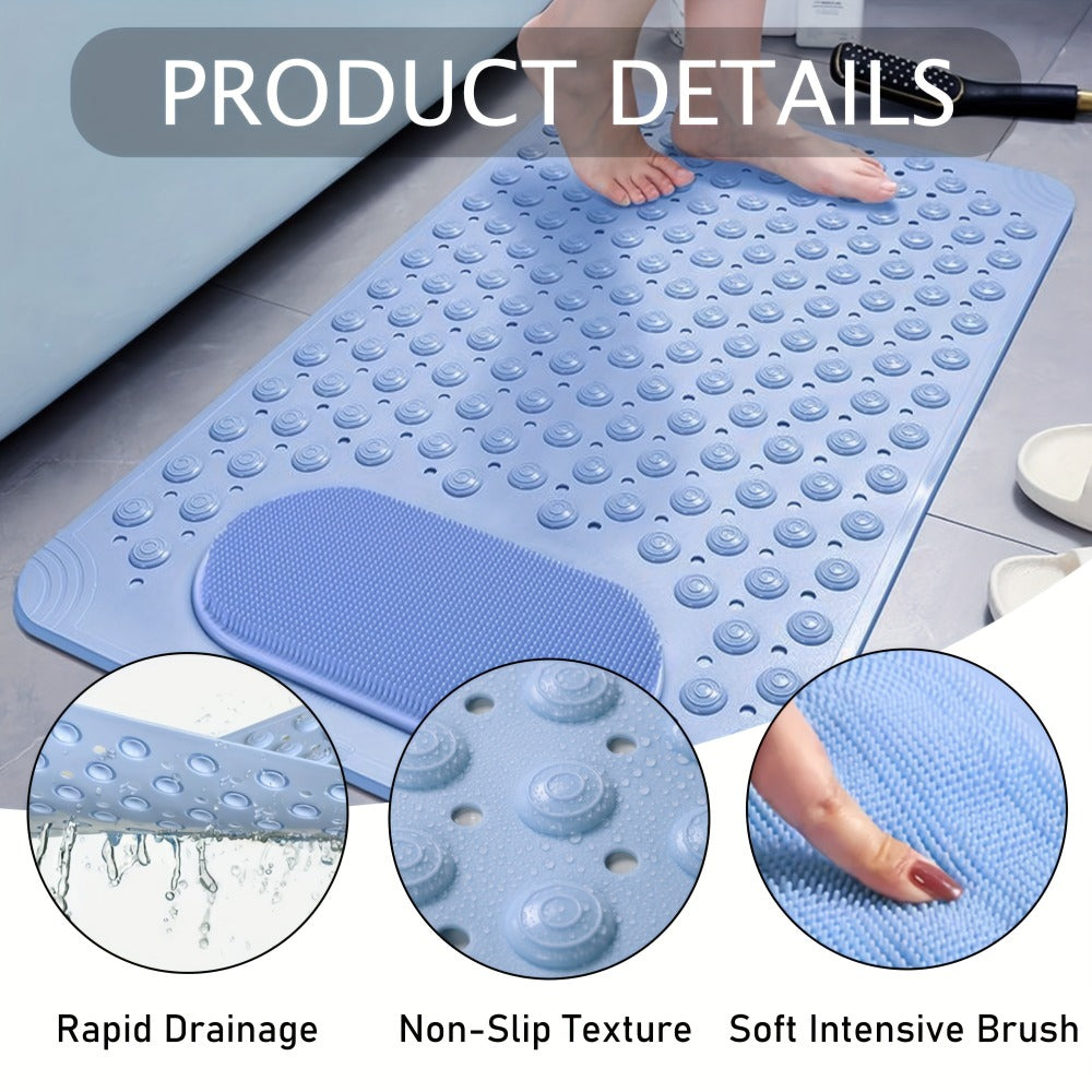 Non-Slip Bath Mat, Cushioned Shower and Tub Floor Mat with Massage Texture in Two Rectangular Sizes