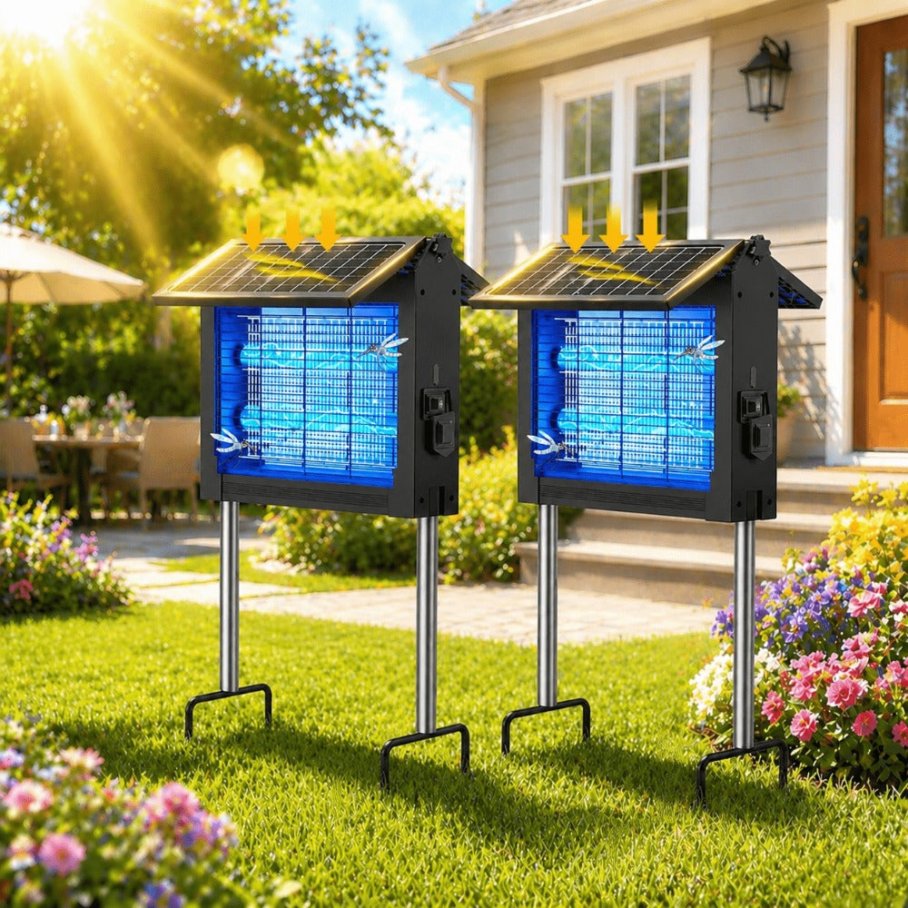 Bug Zapper, Solar Outdoor 4500V Electric Mosquito Killer, IPX4 Waterproof Insect Trap for Patio
