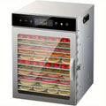 Food Dehydrator 12 Stainless Steel Trays 800W 24H Digital Timer 86-194°F Temperature Control 360° Hot Air Circulation for Jerky Fruit Herbs Vegetables with Recipe Book