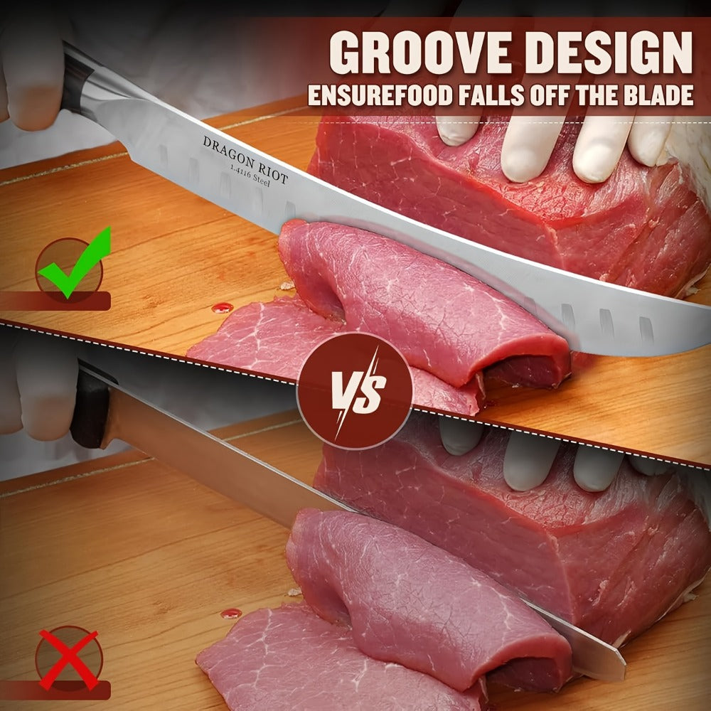10 Inch Brisket Carving Knife with Ergonomic Wood Handle for BBQ