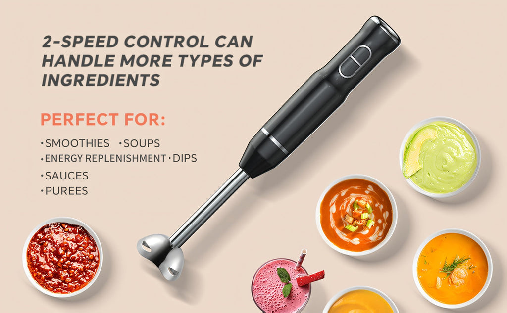 Immersion Blender 400W Handheld Stick Mixer with 2 Speeds & Turbo Mode 304 Stainless Steel Blades – Corded Hand Blender with Detachable Base for Soup Smoothie Puree Baby Food