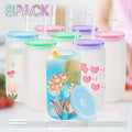 Frosted Sublimation Glass Tumblers 16oz Borosilicate Can Cups with Acrylic Lids – Set of 8 or 12 for Juice, Soda & Iced Coffee