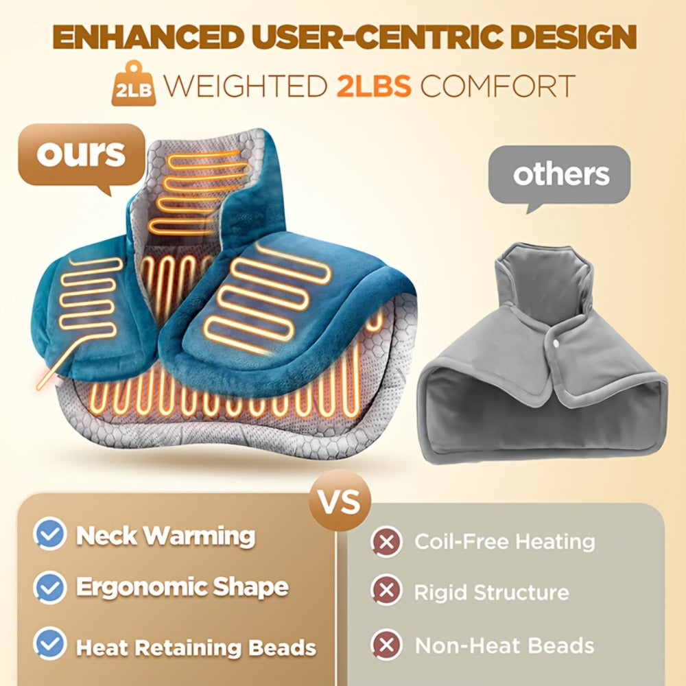 Heating Pad for Neck and Shoulders, Weighted Electric Wrap with Six Heat Settings and Automatic Shut-Off