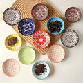 Dipping Sauce Dish Set 10/12 Piece Bohemian Ceramic – Colorful Small Plates for Soy Sauce Vinegar Spices Condiments Sushi Bar Restaurant Kitchen Party Boho Snack Seasoning Plate