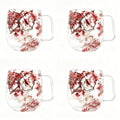 Double Wall Glass Coffee Cups with Handle Set of 4 – Borosilicate Thermal Mugs for Latte Cappuccino Tea | Dried Flower & Petal Design Transparent Drinkware for Office Home Gifts