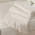 Tassel Throw Blanket – Soft Lightweight Decorative Fringe Throw for Couch, Chair, Bed & Sofa, 50”×60”, 6 Colors, Boho Home Decor