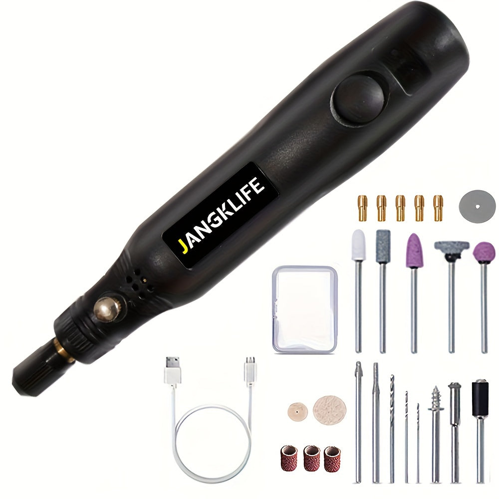 Cordless Rotary Tool Kit with USB Rechargeable Li-Ion Battery and 3-Speed 5000-15000RPM for Grinding