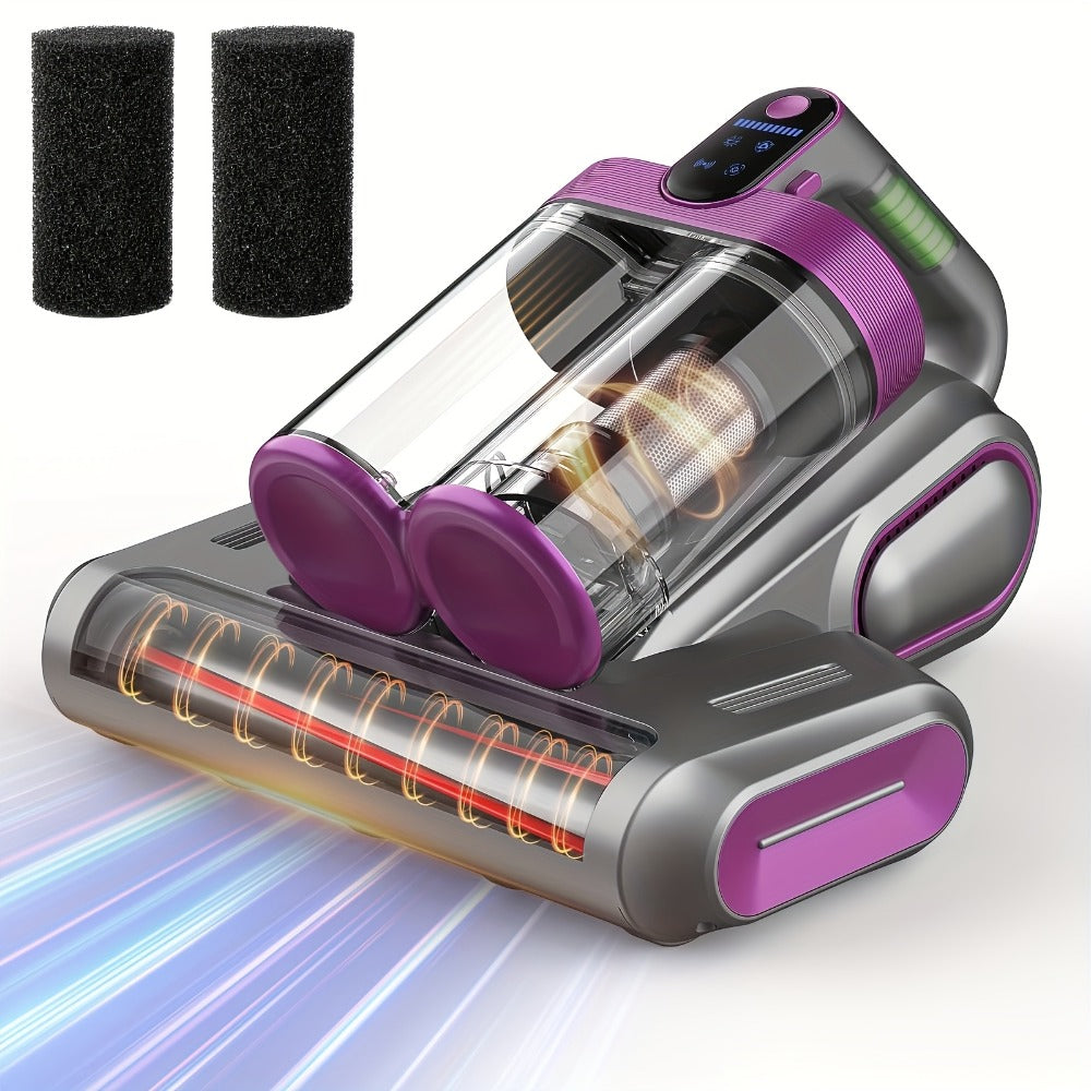 Mattress Vacuum Cleaner Handheld 16kPa Suction with UV Lamp & 80000RPM Soundwave Technology - Portable Dual Cup Bed Vacuum for Dust Mites, Allergens on Mattress, Fabric Sofa & Carpet, Purple & White