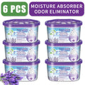 Moisture Absorber Dehumidifier Box 6-Pack – Odor Eliminator & Humidity Controller for Closet, Bathroom, Kitchen, Pantry, Boat & RV – Lavender Vanilla, Fresh Linen, Jasmine Blossom, Bamboo Charcoal