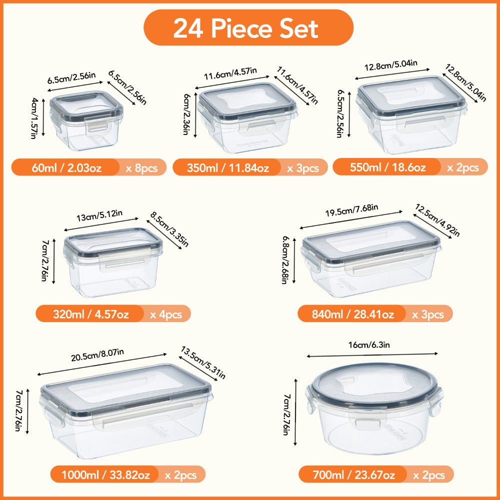 Food Storage Containers With Lids Airtight Plastic Container Set for Kitchen Pantry Organization, Easy-Lock Leak-Proof Design