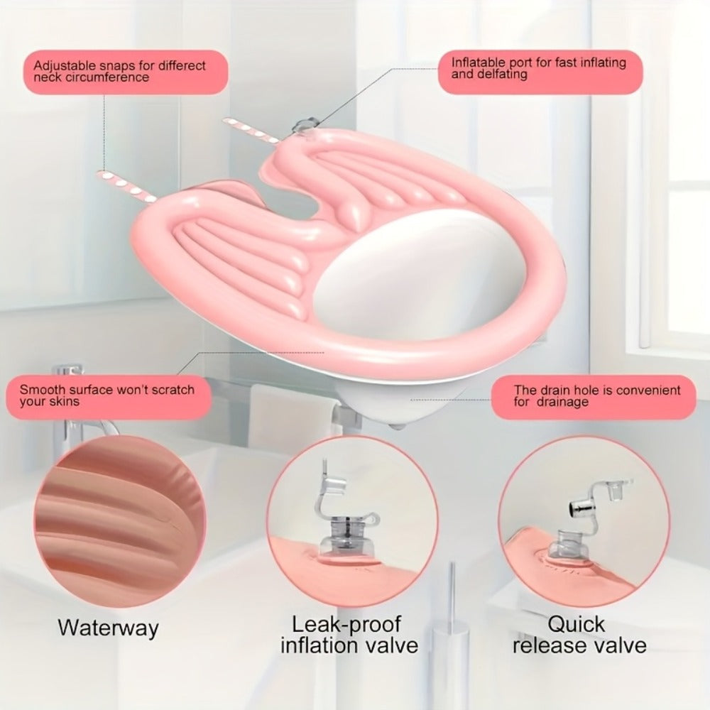 Foldable Inflatable Shampoo Basin with Air Pump and Drainage for Bedridden Elderly