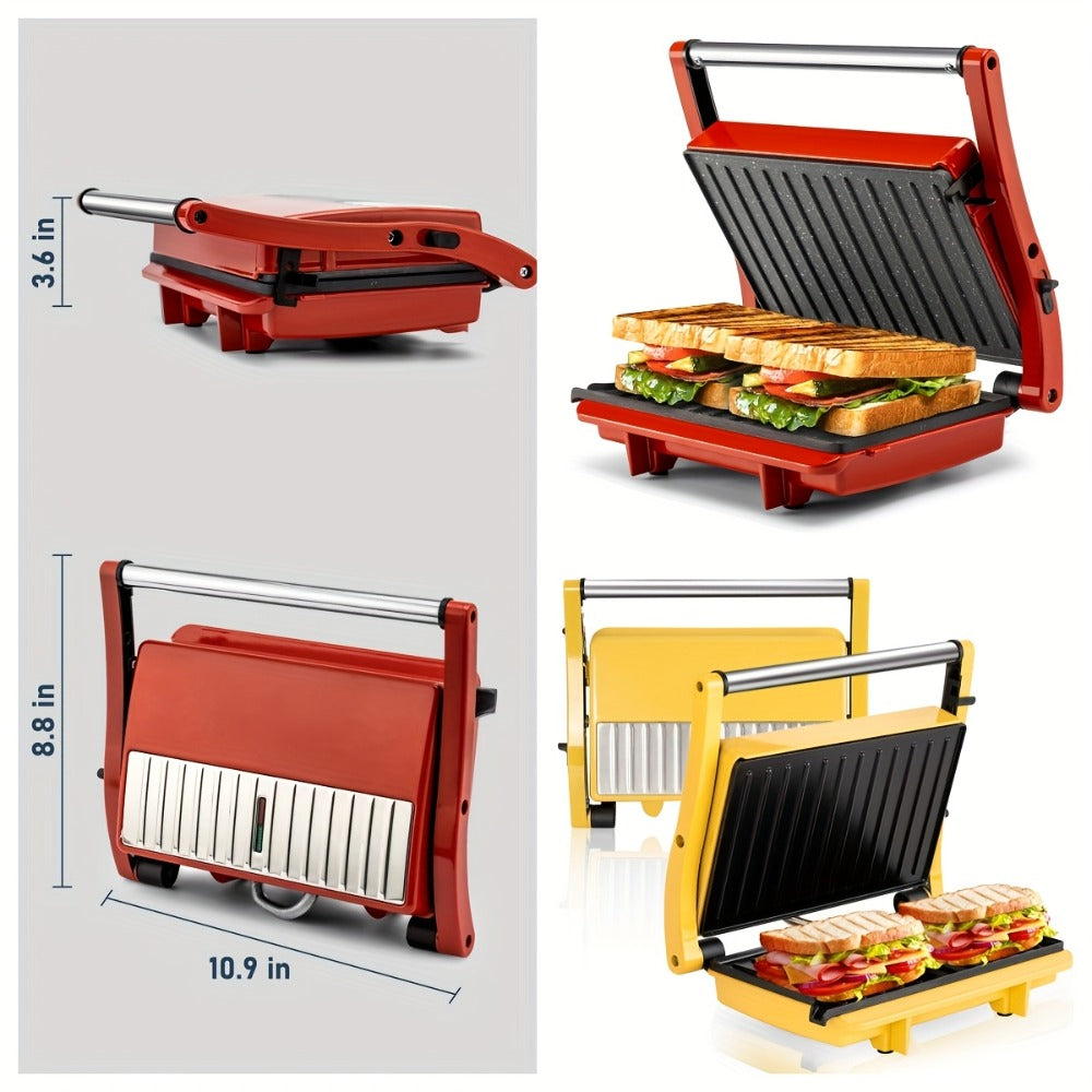 Sandwich Maker with Floating Hinge Grease Tray Temperature Control for Home Dorm Office