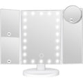 LED Tri-Fold Makeup Mirror with Touch Screen – 1X/2X/3X/10X Magnifying Vanity Mirror, Flexible Adjustable Base, Lighted Travel Mirror for Makeup Desk, Bedroom & Bathroom | Gift for Women