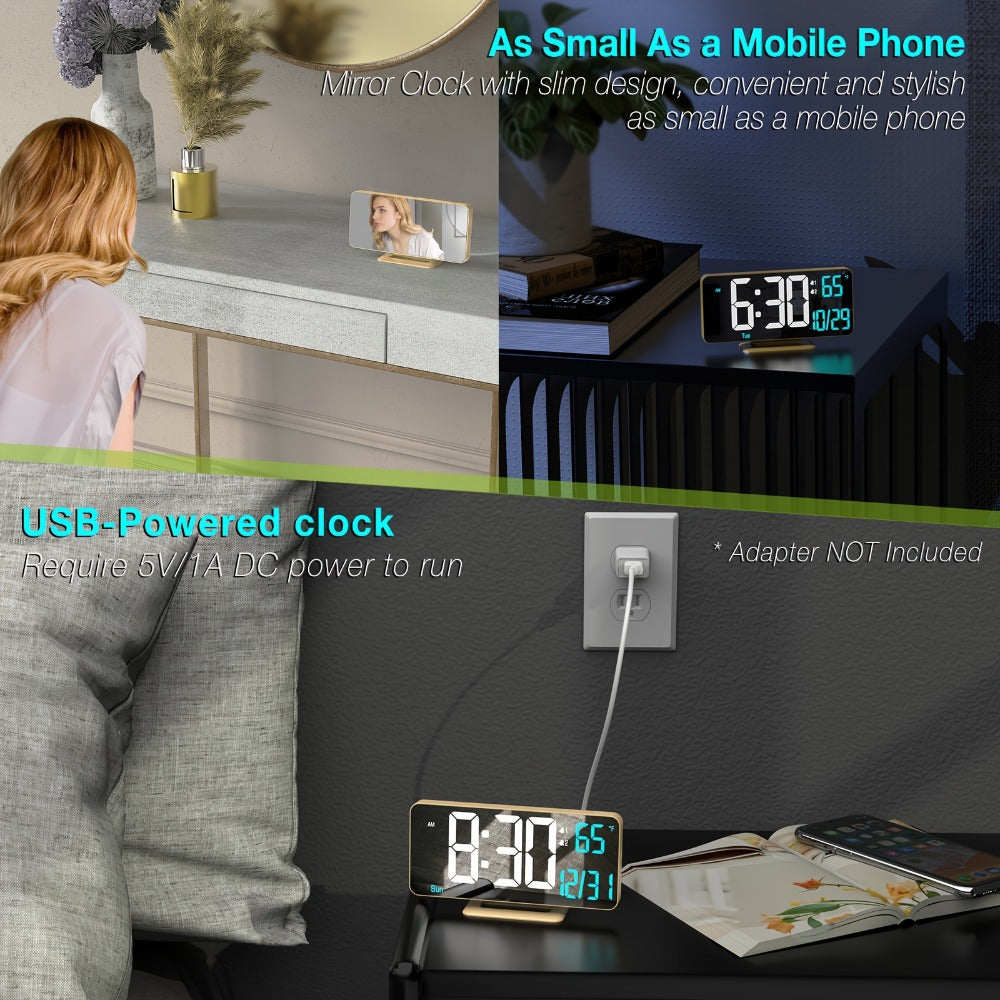 Alarm Clock with Dual Alarm and Dimmable LED Display for Bedroom