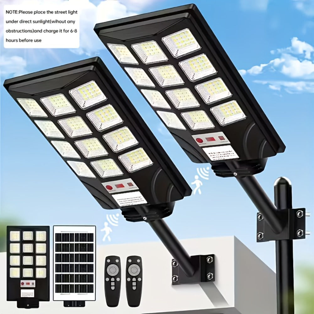 Solar Street Light, Dusk to Dawn for Commercial Area, Parking Lot & Night Security Lighting (2 or 4 Pack)