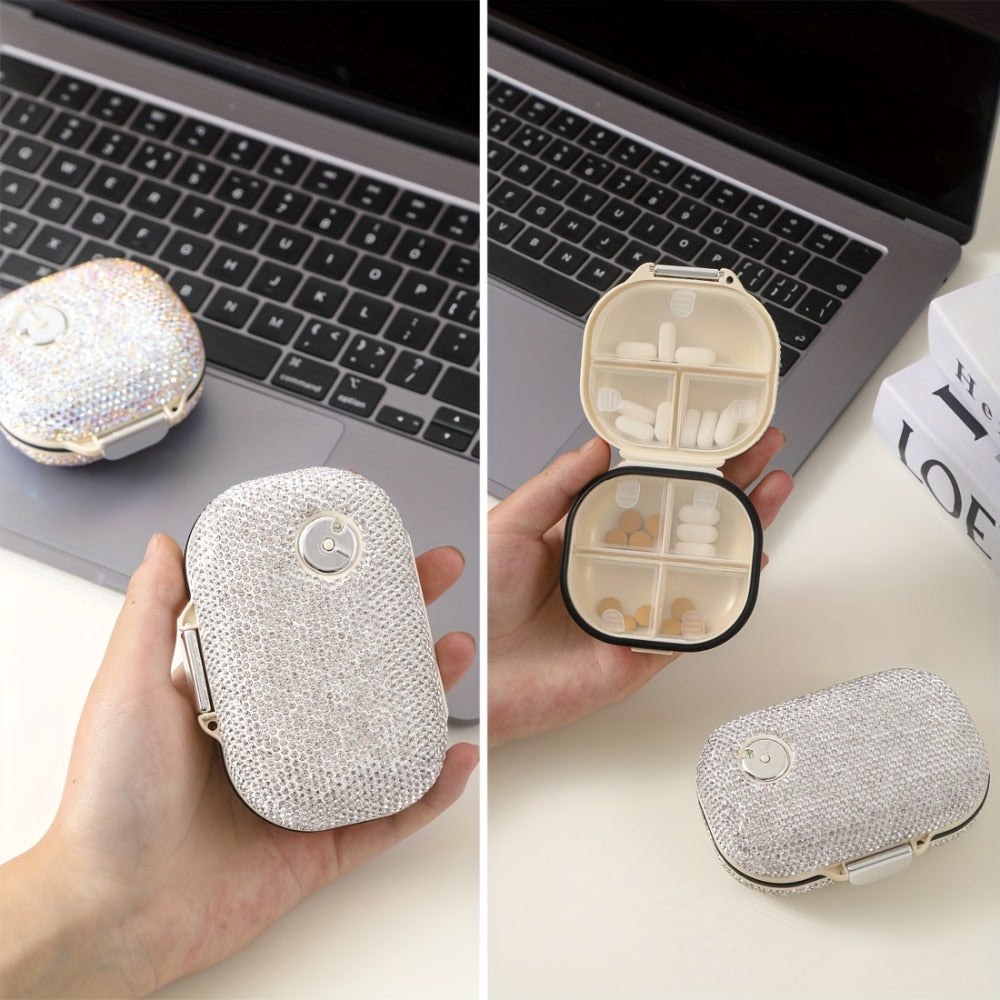 Pill Organizer with Seven Separate Compartments, Compact Square or Oblong Travel Case for Daily Supplements