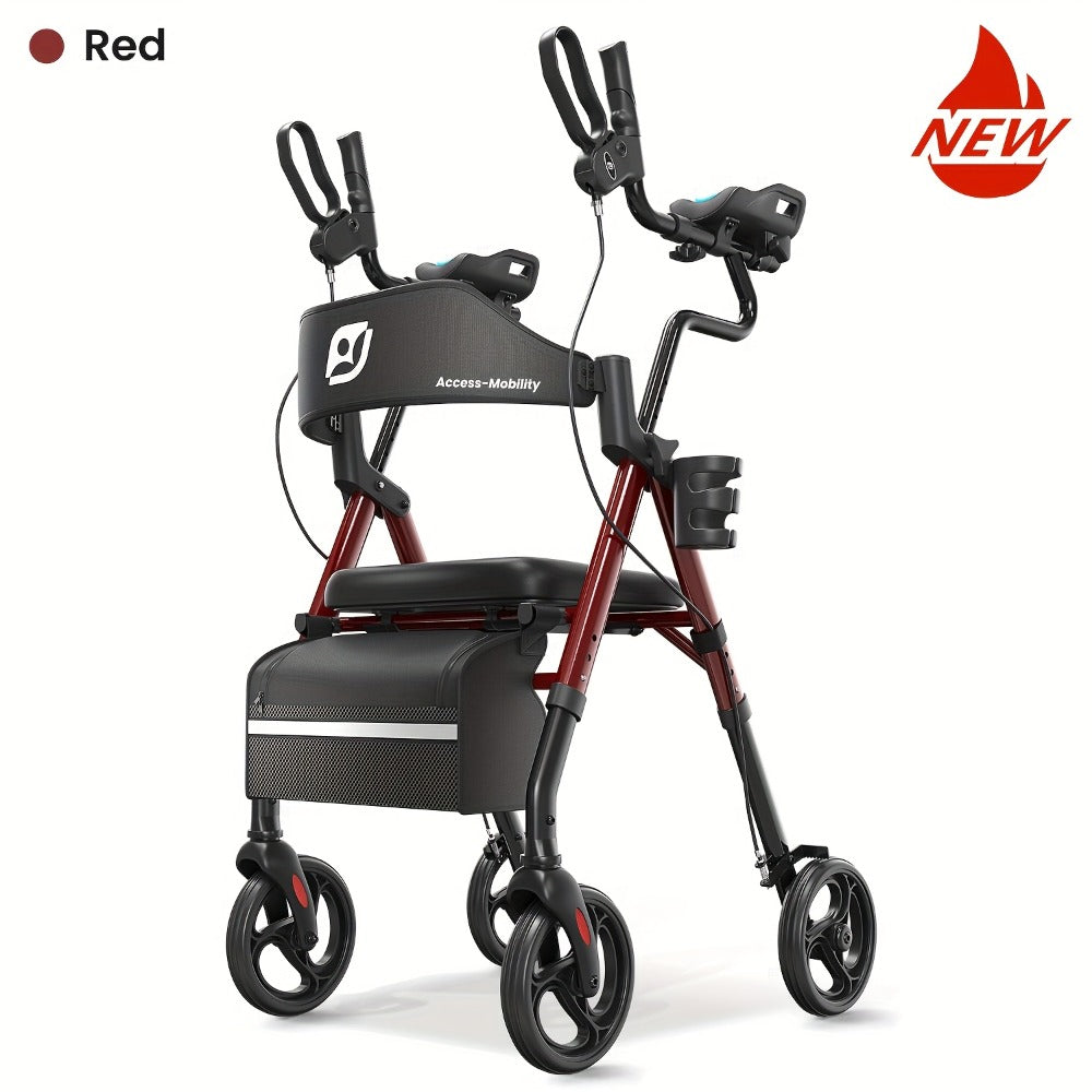 Rollator Walkers For Seniors with Ergonomic Backrest and Dual Adjustable Height