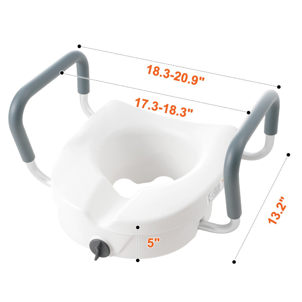 Raised Toilet Seat with 350 lbs Capacity for Seniors and Elderly