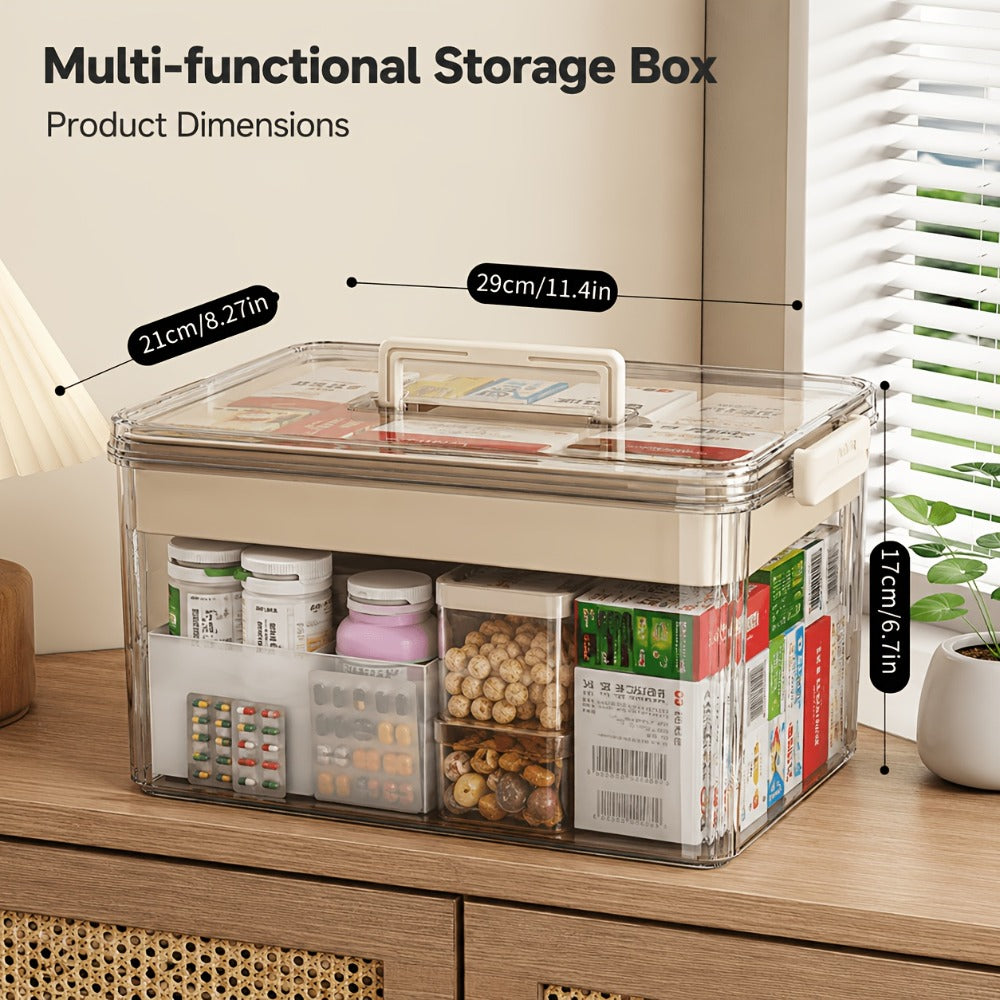Multi-Layer Transparent Plastic Pill Organizer Cabinet, Spacious Drug & First Aid Supply Organizer, Medicine Storage Box