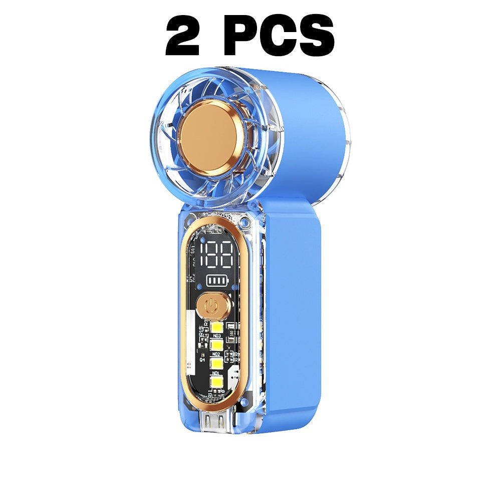 Pocket Fan (Mini Handheld 2 Pack 22000RPM Brushless Motor) with Digital Display for Camping and Travel