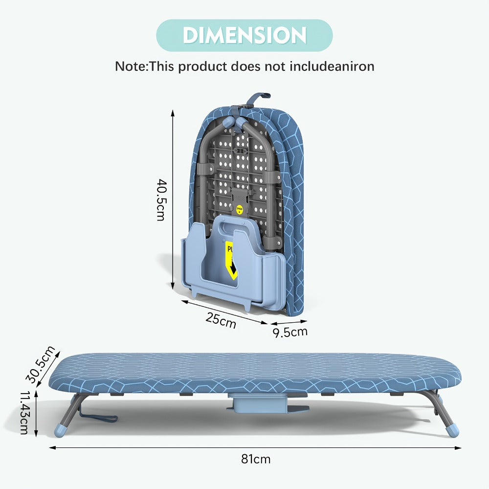 Ironing Board, Tabletop Portable, Compact Small Metal Frame Non-Slip Feet for Home Travel Apartment Dorm