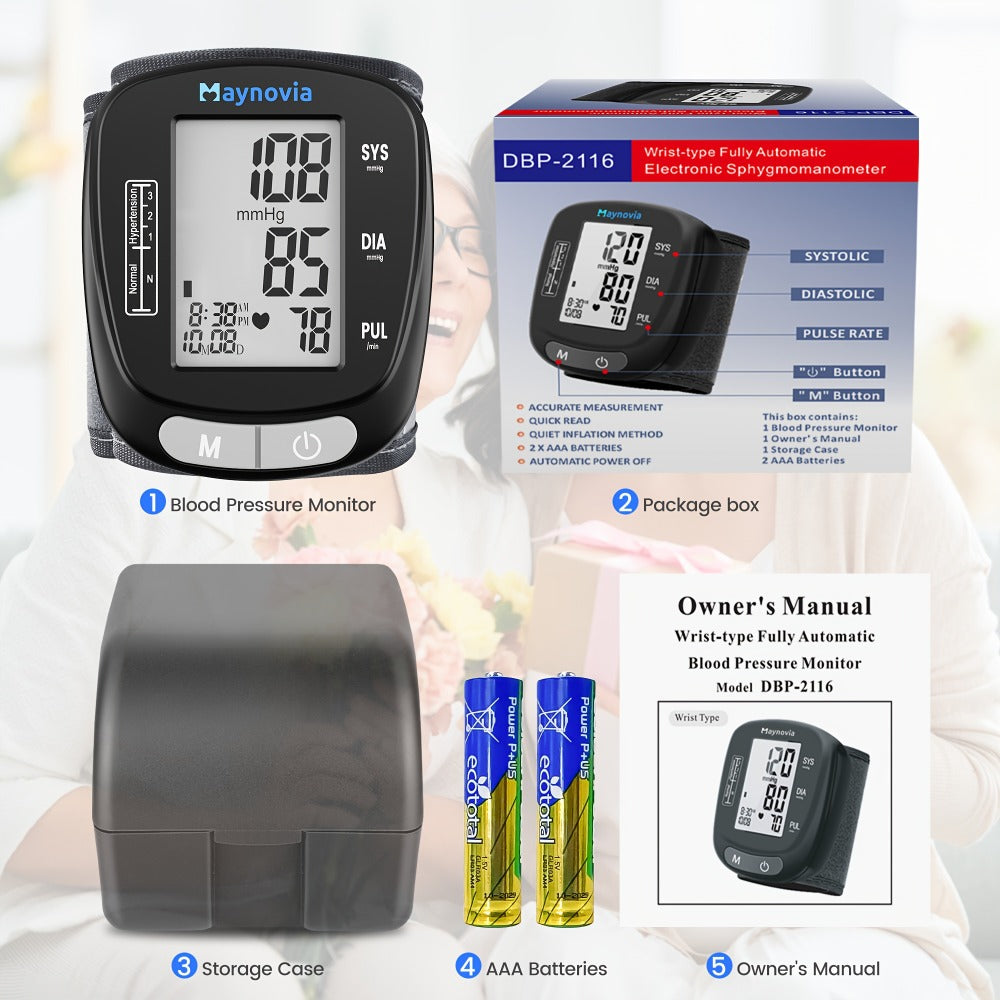 Blood Pressure Monitor, Oximeter Fingertip Digital BP Machine Home Use, Fully Automatic Hypertension Tracker